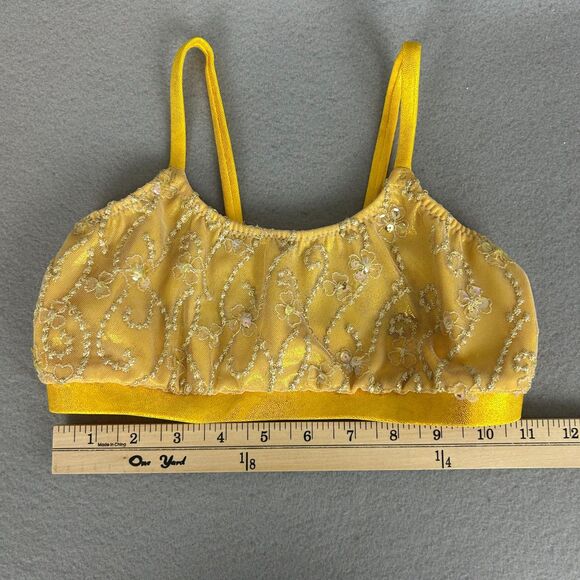 Mara Dancewear Small Yellow Gold Mesh Skirt & Crop Top Set Ballet Costume - Picture 2 of 8